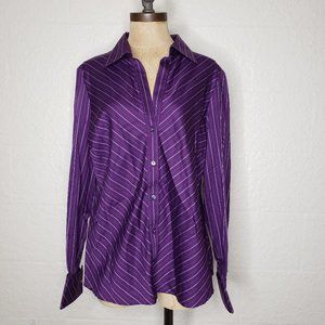 Tommy Hilfiger Purple Pinstripe Rhinestone Top L